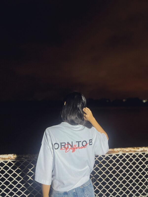 Tafra clothes - white oversized t-shirt - born to be different - Image 2