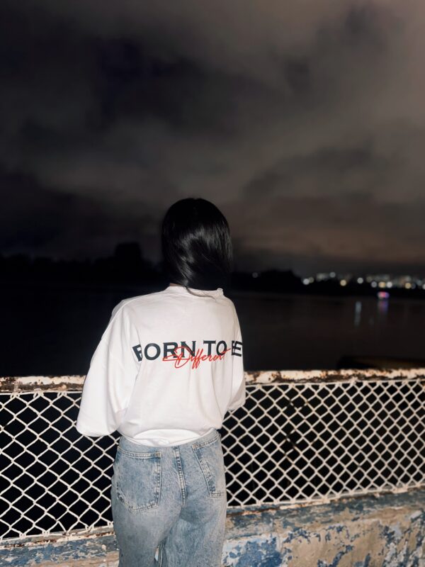 Tafra clothes - white oversized t-shirt - born to be different - Image 3
